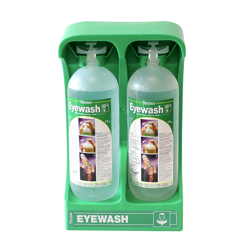 TOBIN Notfall-Augenspüllösung – 1000 ml × 2 Flaschen mit Wandhalterung (SAC2127)